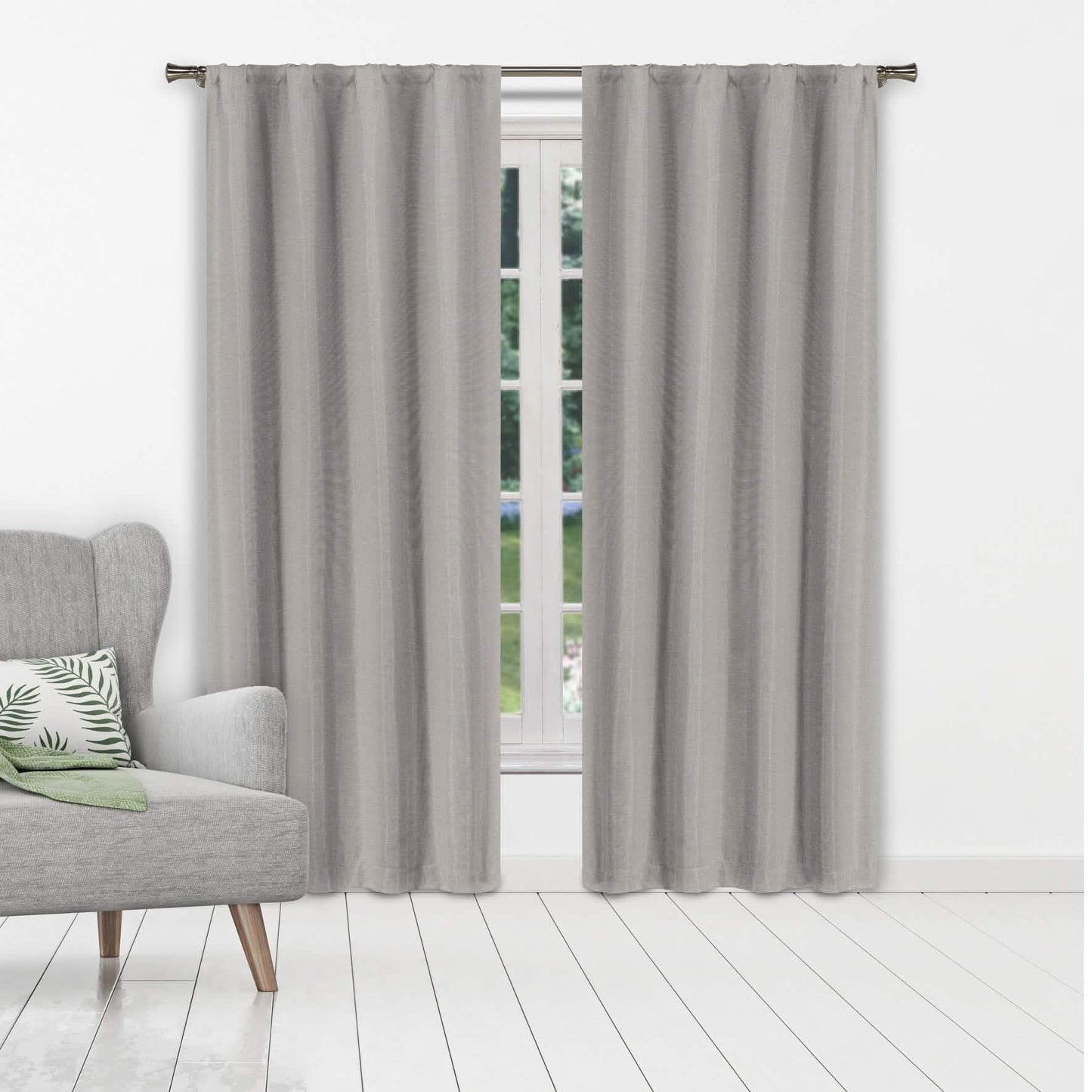 Set of 2: Heavy Solid Textured Blackout Thermal Window Curtain Pair Panel