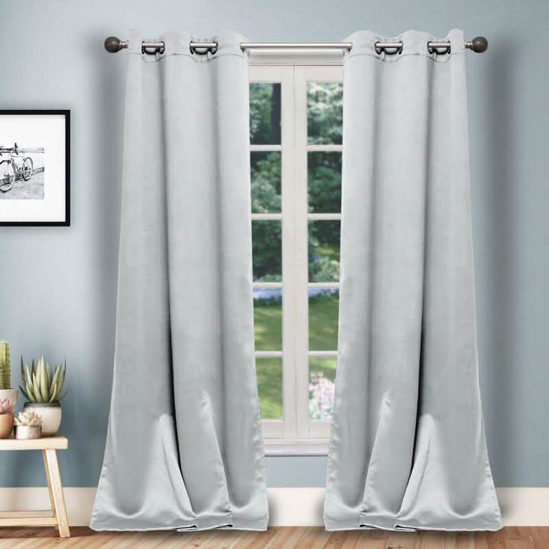 Set of 2: Solid Heavy Blackout Magnetic Window Curtain Pair Panel