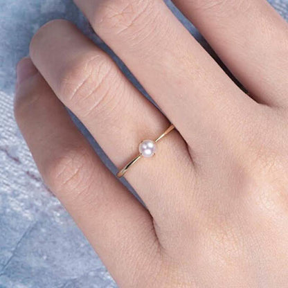 Simple Dainty Pearl Ring In 18Kt Gold