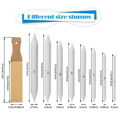 Sketch Drawing Tools Blending Stumps Set Sandpaper Pencil Sharpeners Erasers Bag