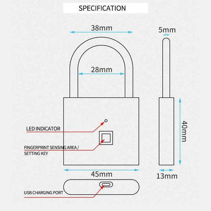 Smart Fingerprint Small Size Cabinet Dormitory Anti-theft Lock