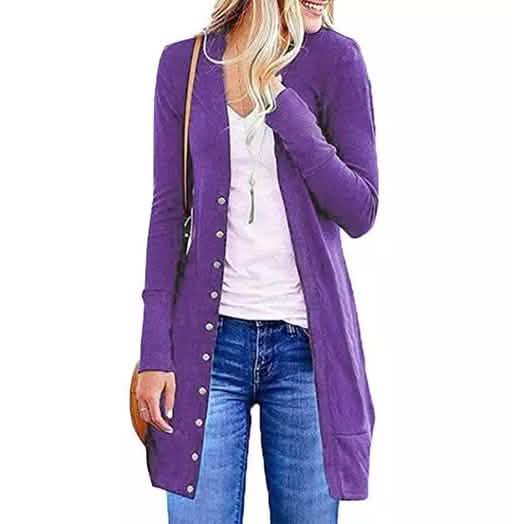 Snap Button Long Cardigan