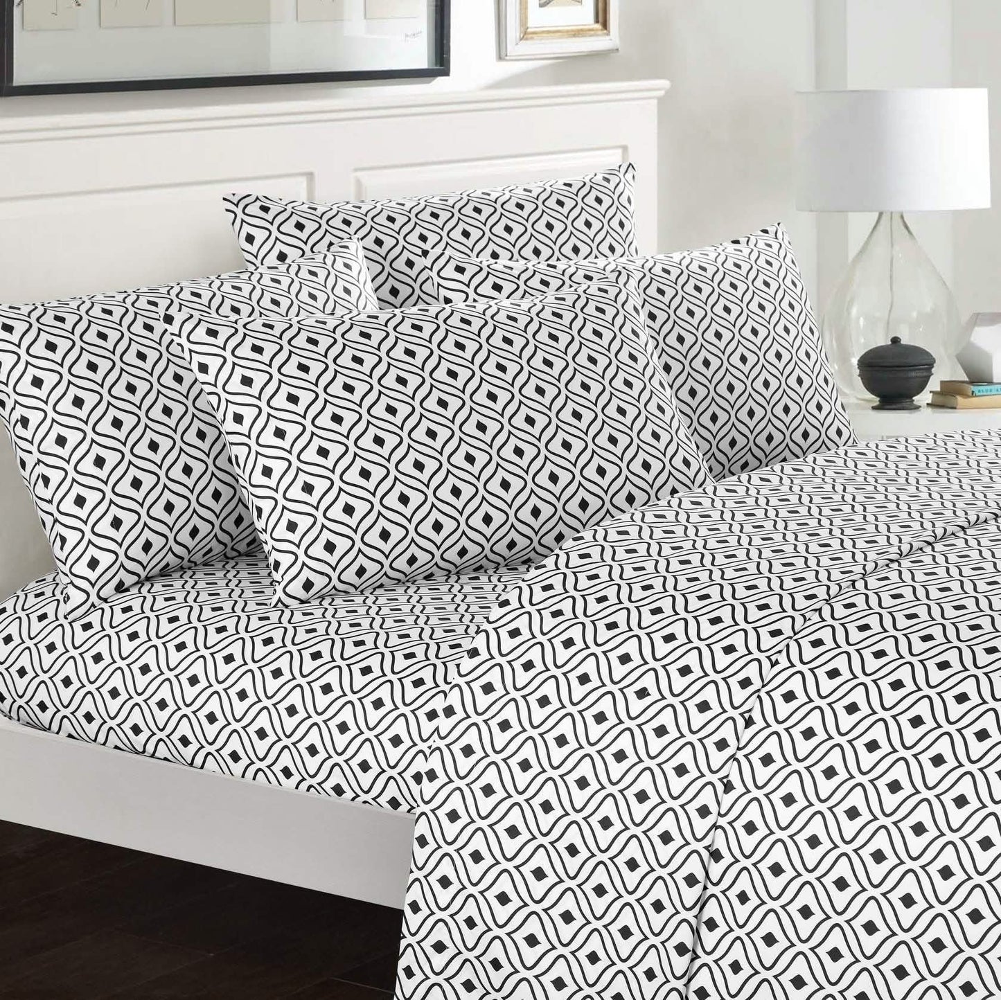 Soft Two-Tone Diamond Print Deep Pocket Sheet Sets
