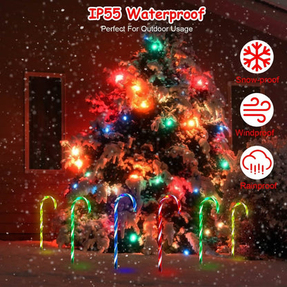 Solar Christmas Candy Cane Light IP55 Waterproof Stake Light