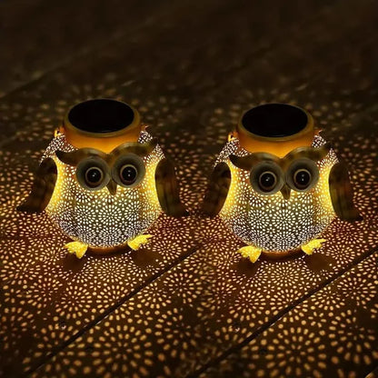 Solar Garden Hanging Light Owl Pattern