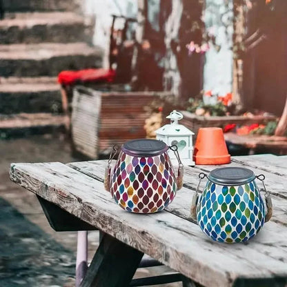 Solar Outdoor Mosaic Lantern