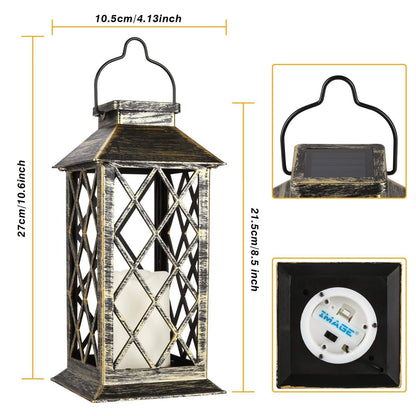 Solar Powered Led Outdoor Lantern Waterproof Candle Hanging Light