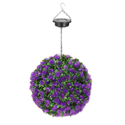 Solar Powered Topiary Ball Artificial Rose 20 LED Lights
