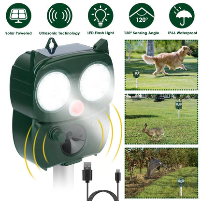 Solar Powered Ultrasonic Animal Repeller PIR Motion Sensor