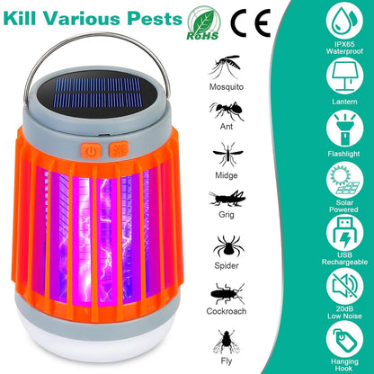 Solar USB Electric Bug Zapper with 5 Light Modes Hanging Hook