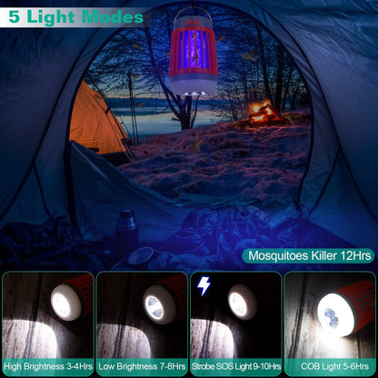 Solar USB Electric Bug Zapper with 5 Light Modes Hanging Hook