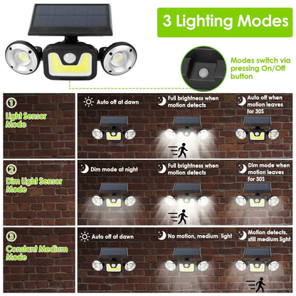 Solar Wall Light Outdoor PIR Motion Sensor LED