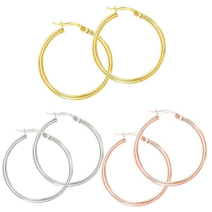 Solid Sterling Silver Plain French Lock Hoops