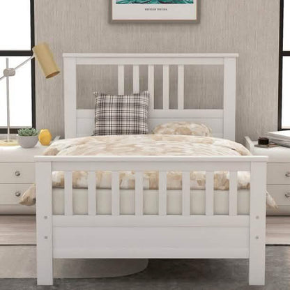 Solid Wood Platform Bed and Kids Room Headboard
