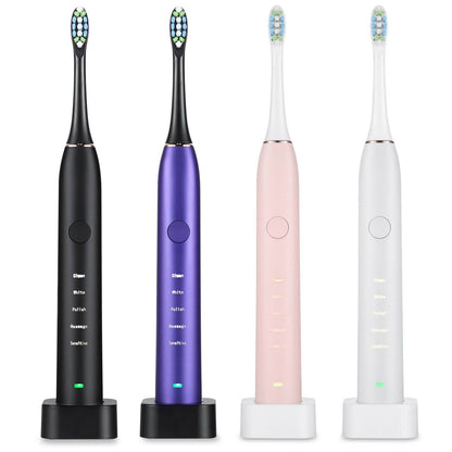 Sonic Electric Toothbrush For Adults Magnetic Charging Waterproof IPX7 Replacement Heads Set