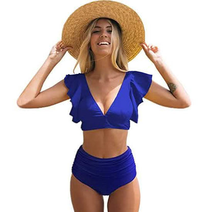 Sporlike Women Ruffle High Waist Swimsuit