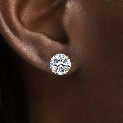 Stainless Steel 18K Gold Four-Claw Twisted Ball Zirconia Earrings