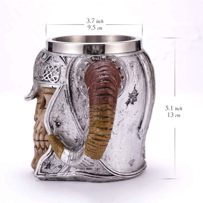 Stainless Steel Double Handle Horn Skull Beer Cup
