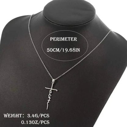Stainless Steel Faith Word Church Prayer Religious Pendant Necklace