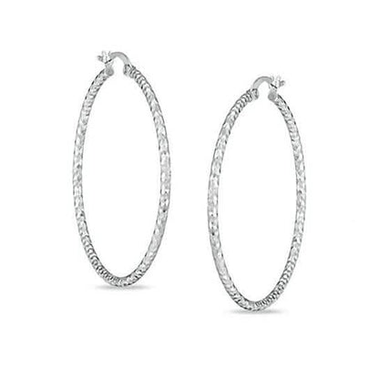 Sterling Silver Diamond Cut Hoops