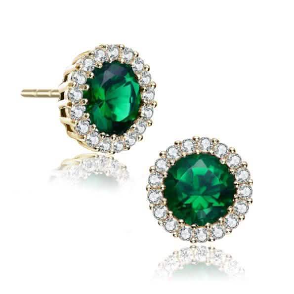 Sterling Silver Gold Plated Round Earrings