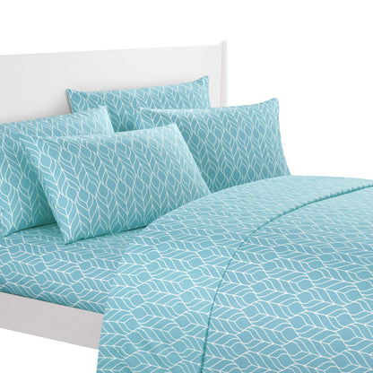 Super Soft Two-Tone Geometric Leaf Pattern Sheet Set