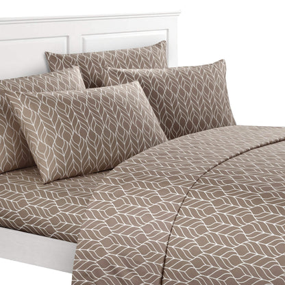 Super Soft Two-Tone Geometric Leaf Pattern Sheet Set