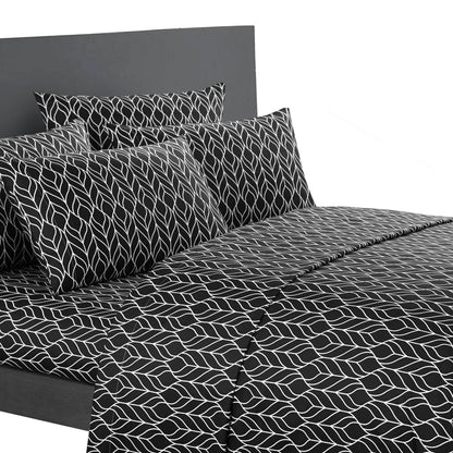 Super Soft Two-Tone Geometric Leaf Pattern Sheet Set
