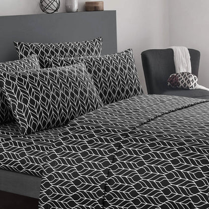 Super Soft Two-Tone Geometric Leaf Pattern Sheet Set