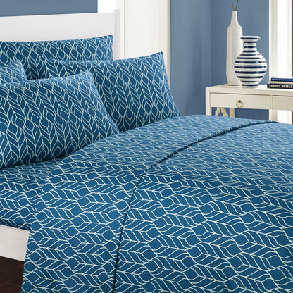 Super Soft Two-Tone Geometric Leaf Pattern Sheet Set