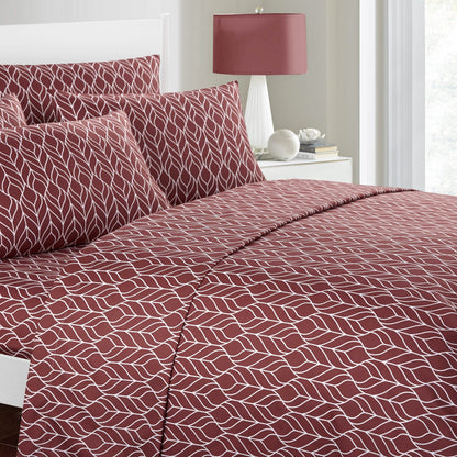 Super Soft Two-Tone Geometric Leaf Pattern Sheet Set