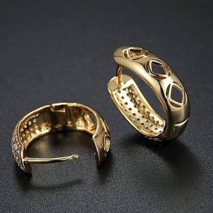 Swarovski Crystal Huggie Earrings In Yellow Gold
