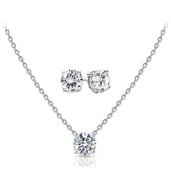 Swarovski Elements Round Cut Necklace with Studs Sets