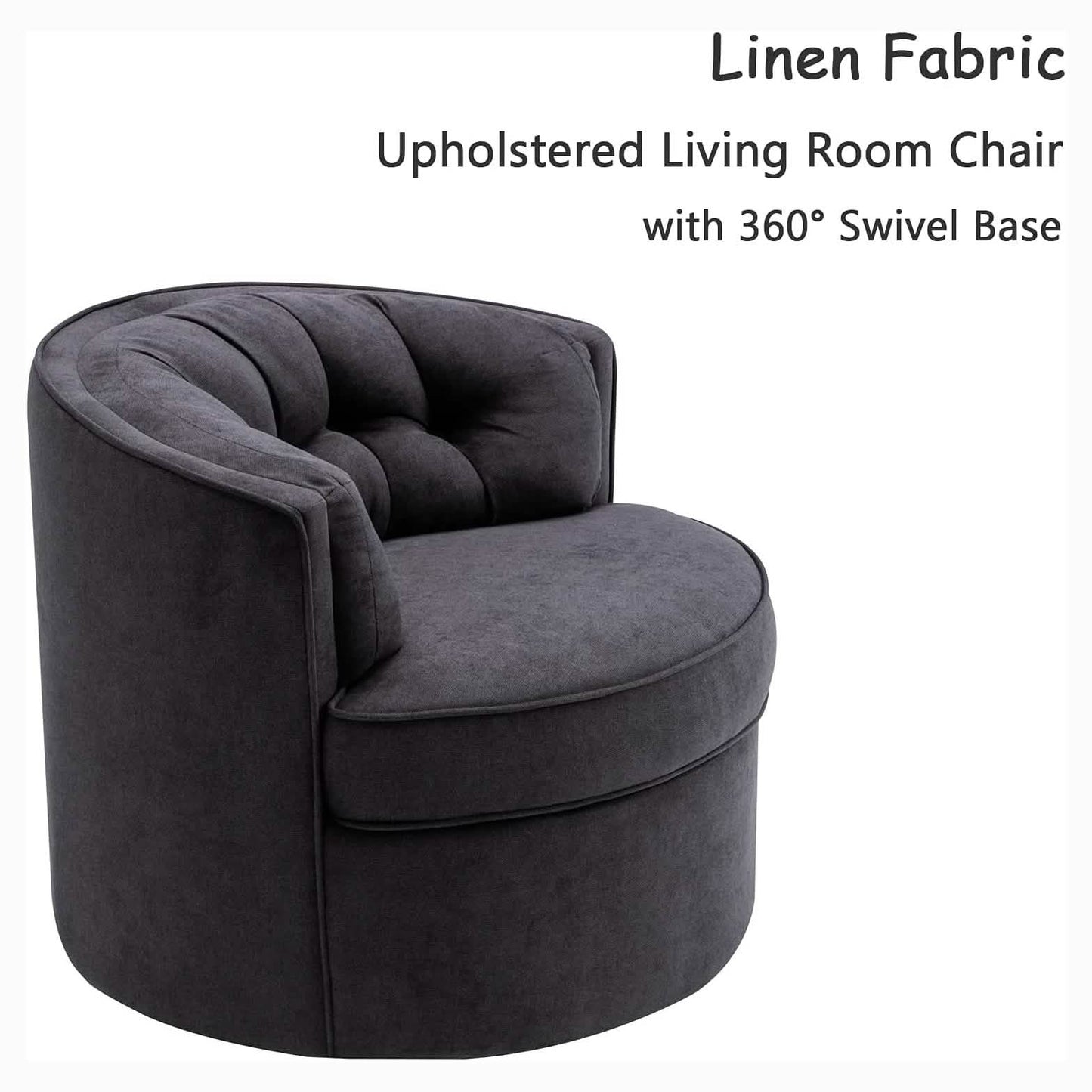 Swivel Accent Linen Fabric Bucket Reading Chair