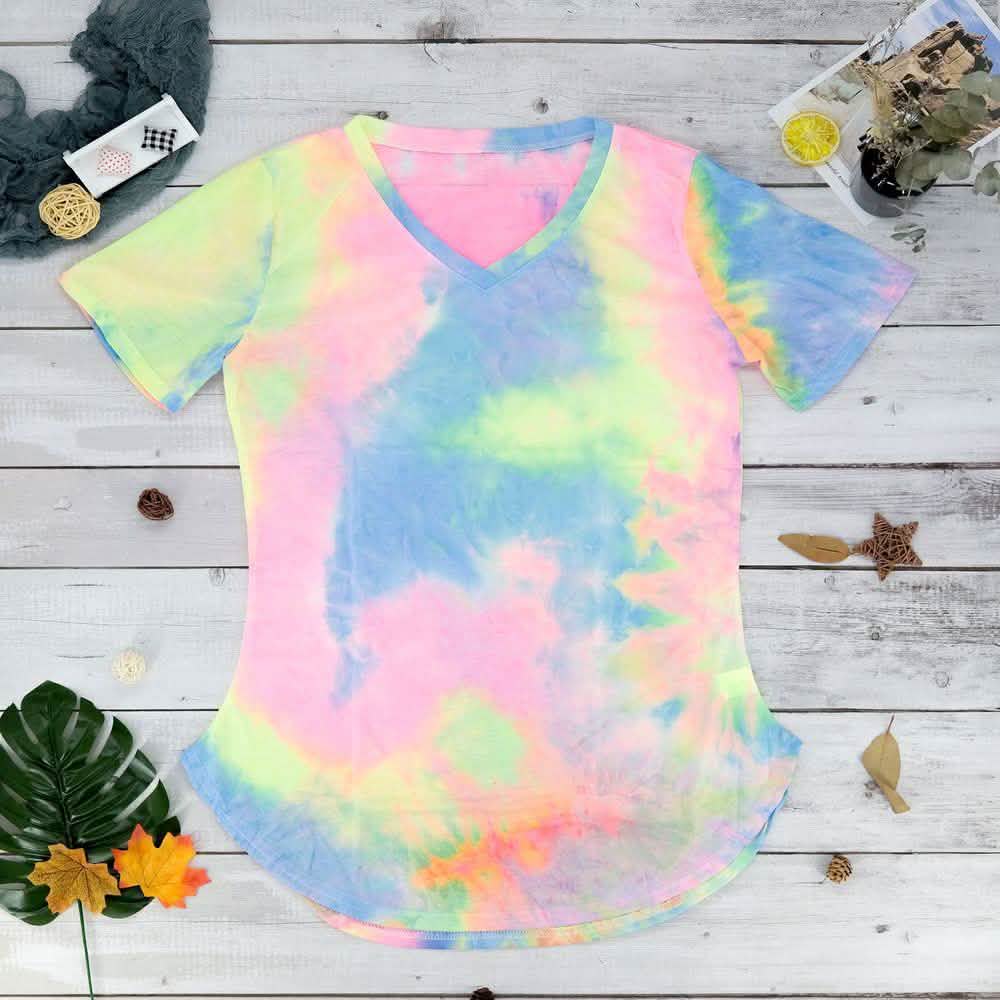 Tie-dye V-neck Tee