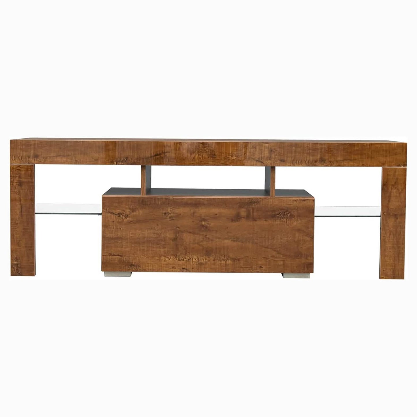 TV Stand with LED Lights Open Shelf Console Storage Table