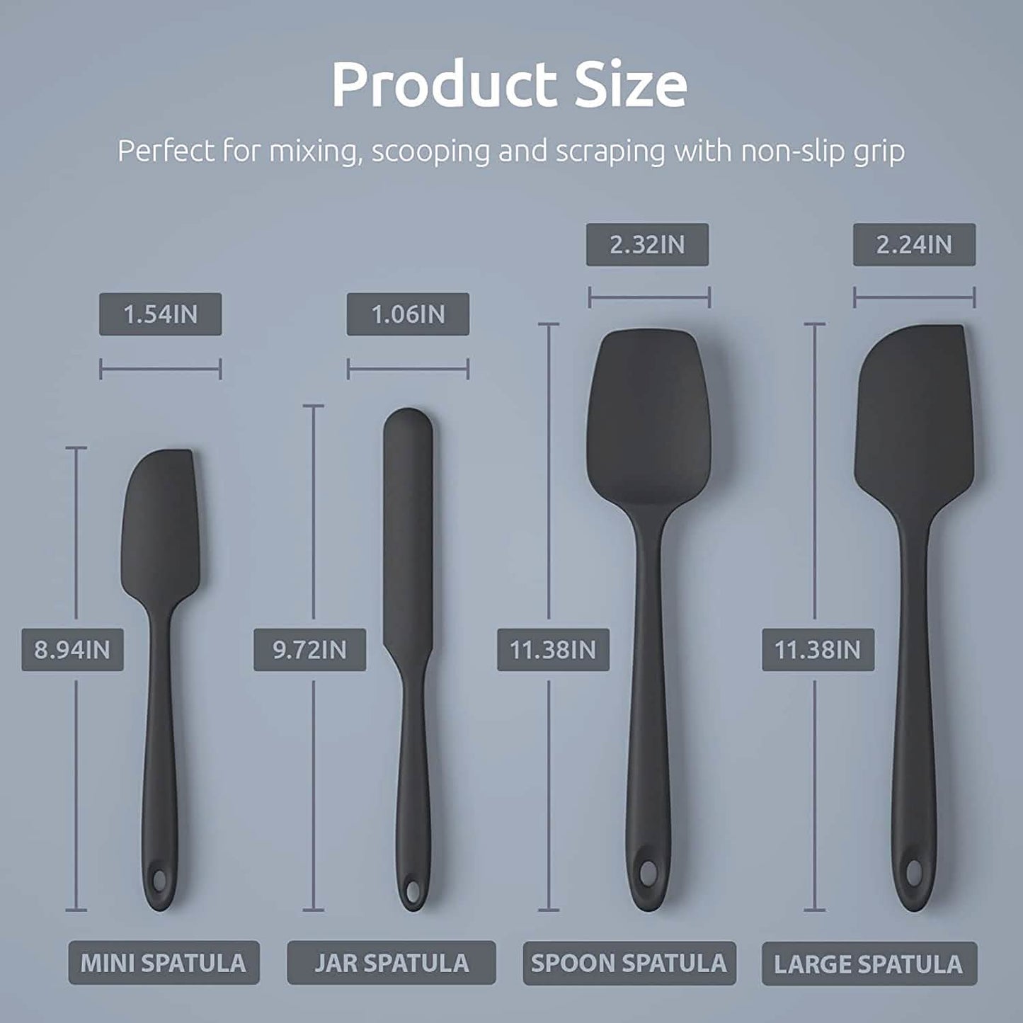 U-Taste Silicone Spatula Set with 480 Degrees Fahrenheit Heat Resistant