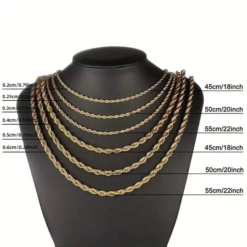 European Classic Twist Necklace Rope Chain