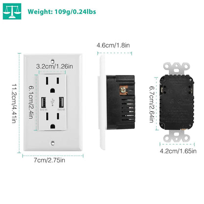 USB Wall Outlet Dual 2.4A USB Wall Charger