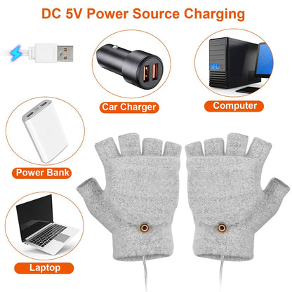 USB Wool Heated Gloves Mitten