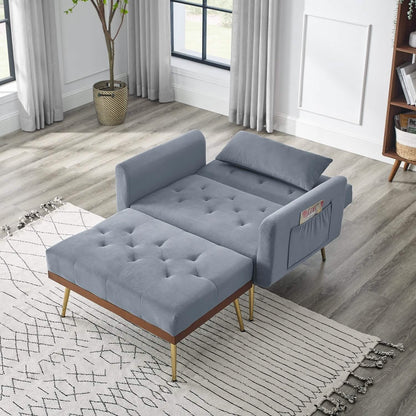 Velvet Recliner Sofa Chair with Adjustable Backrest and 2 Side Pocket