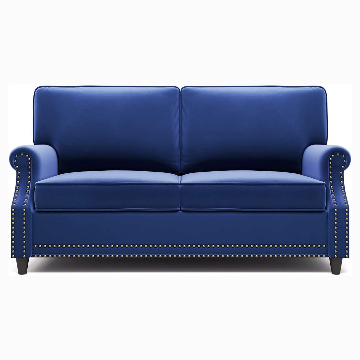 Velvet Roll Up Arm Chair Loveseat with Nail Head