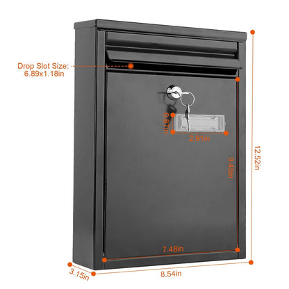 Wall Mount Mailbox Lockable Galvanized Iron Letter Post Box