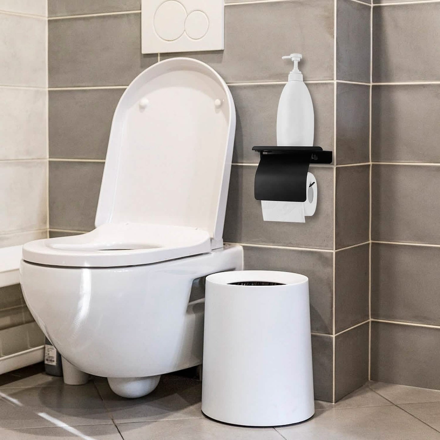 Wall Mounted Toilet Paper Holder with Phone Storage Rack