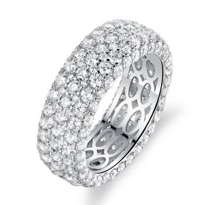 White Gold Plated Five Row Eternity Ring - Assorted Sizes