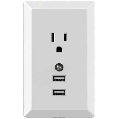 White Light Sensor Dual USB Wall Outlet