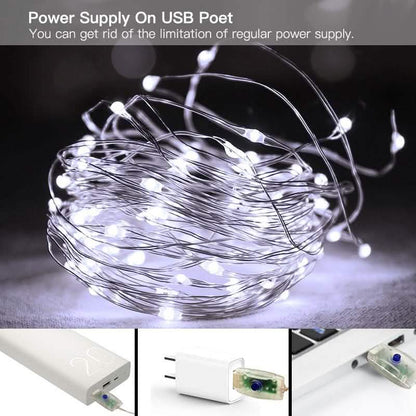 White USB Remote Control 3x3M 300LED String Lights Waterproof