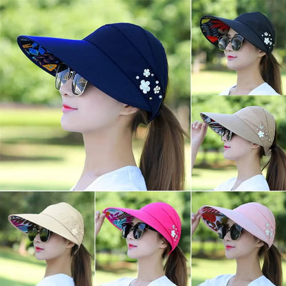 Wide Brim Sun Visor Foldable Picnic Hat Beach UV Protection Scallop Cap