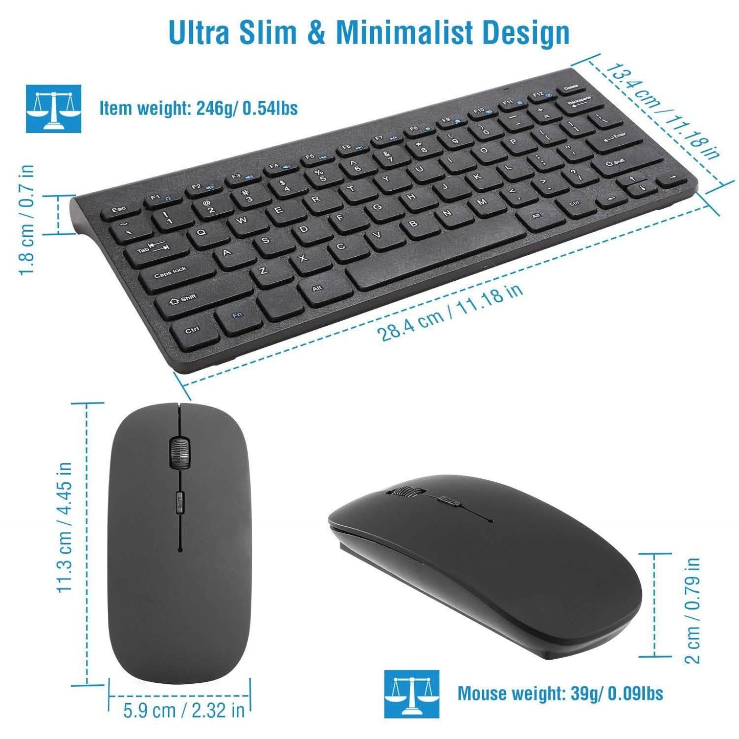 Wireless Keyboard and Mouse 2.4GHz Multimedia Mini Keyboard & Mouse