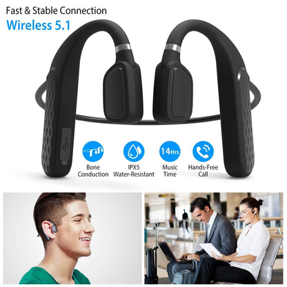 Wireless V5.1 Bone Conduction Earphones with Sensitive Mic